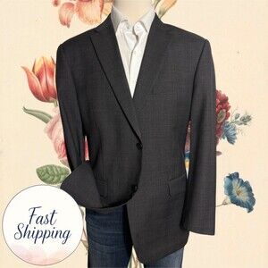 TOMMY HILFIGER Mens 43R Gray Wool Blazer Sport Coat Two Button Jacket Suit